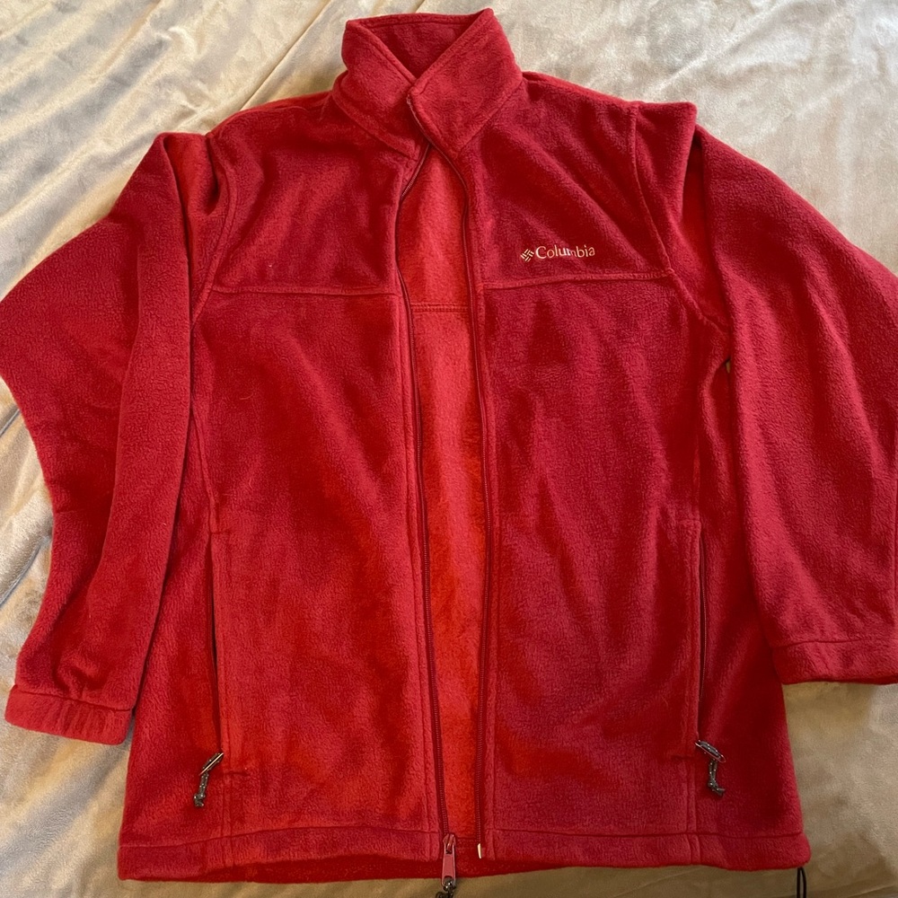 Red full zip Columbia jacket